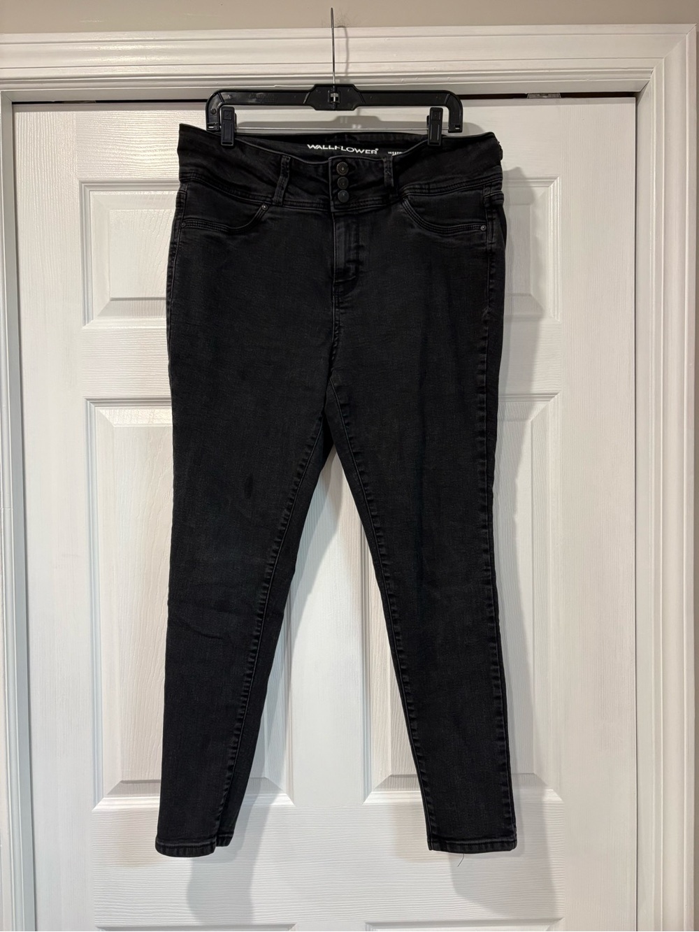 Wallflower Black High-Rise Skinny Jeans with Triple Button Detail